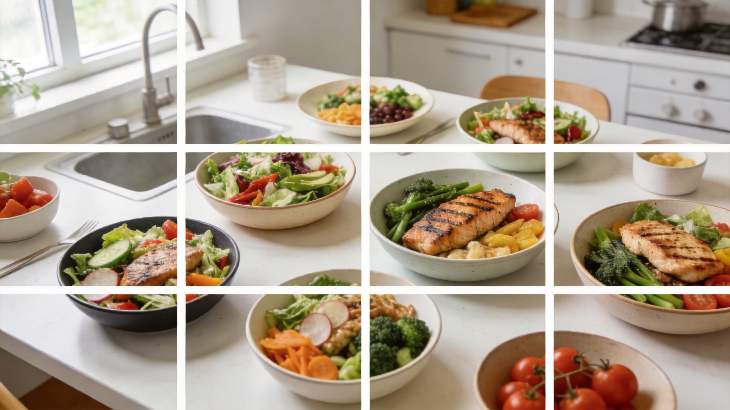 Meal prep containers filled with hormone-friendly, calorie-controlled meals