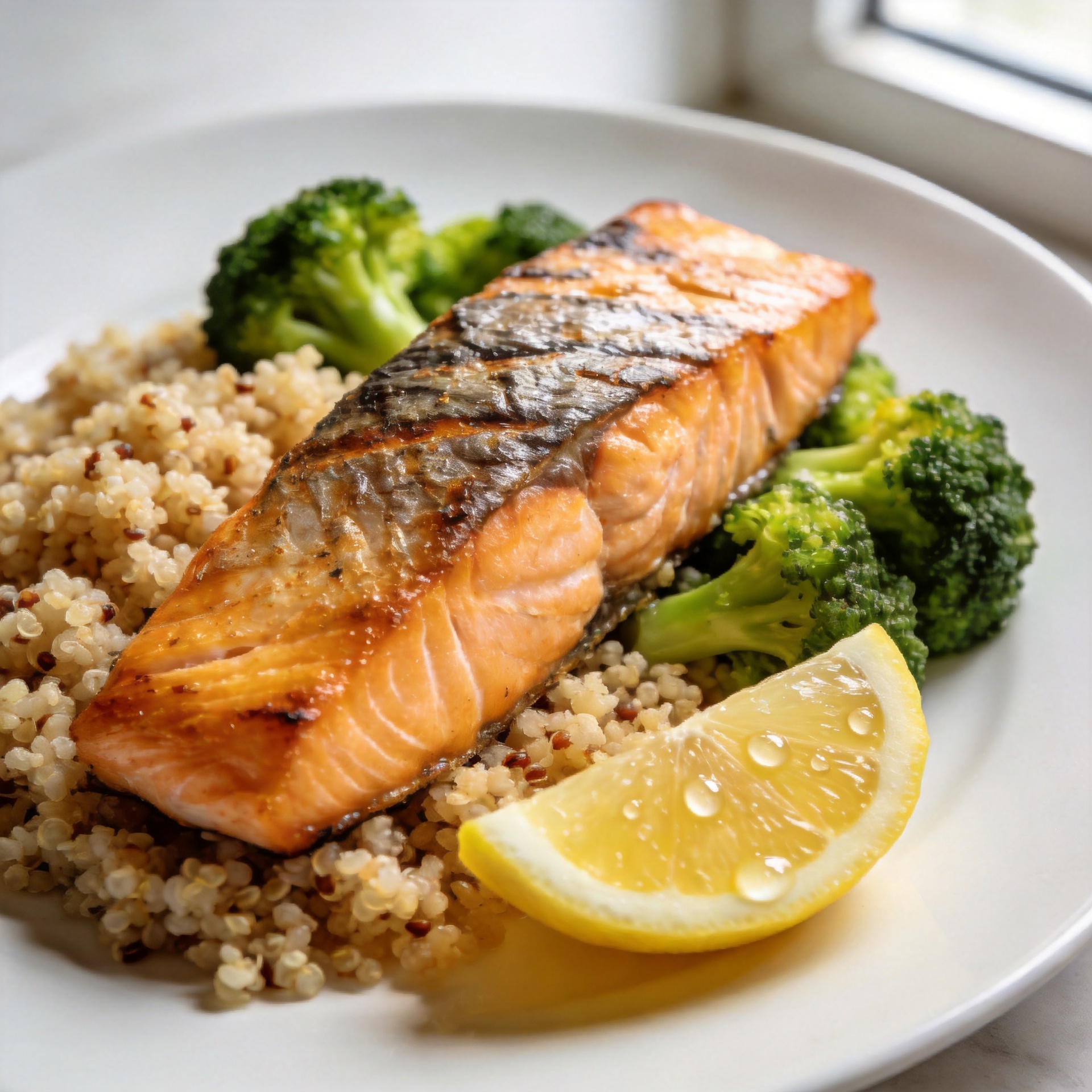 Baked Salmon with Quinoa and Broccoli